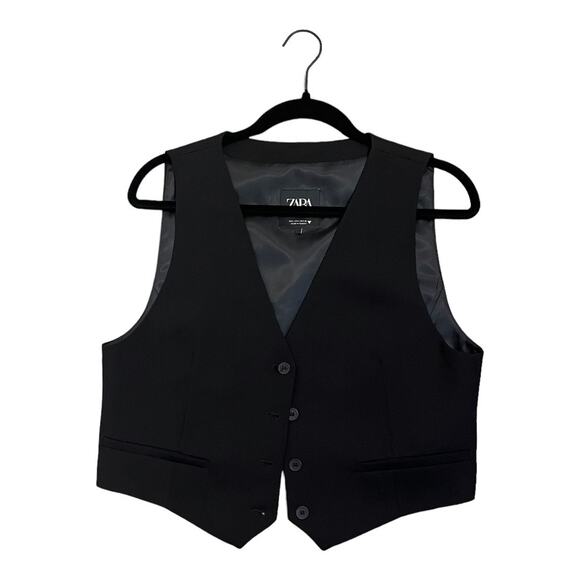 Zara Jackets & Blazers - Zara Womens Tailored Black Short Vest Size Large
